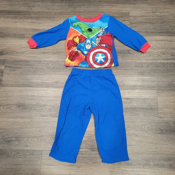 Marvel‎ Avengers Pajamas Set Captain America Hulk Thor Iron Man Blue Toddler - Picture 1 of 6